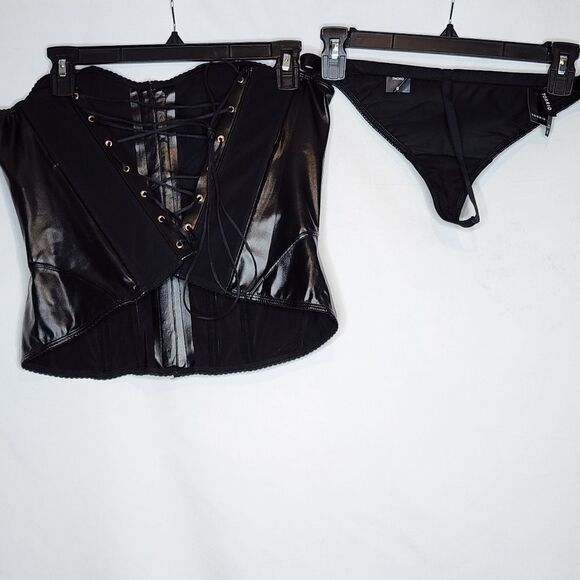 0X 12W Torrid Large Black Pleather Panty Set Lingerie Pinup Plussize Sweetheart - Picture 8 of 10